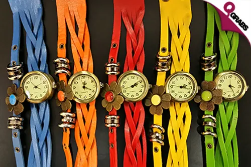 From QR25, Be Hip with Bohemian Braided Leather Watches with Flower Ornaments! (Up to QR120 Value)
